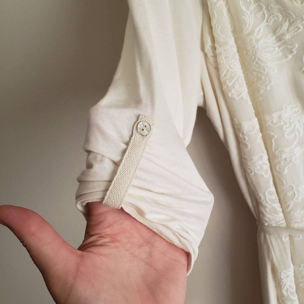 Anthropologie Tiny Embroidered Dress L Ivory Knit Belted Tunic - Picture 6 of 12